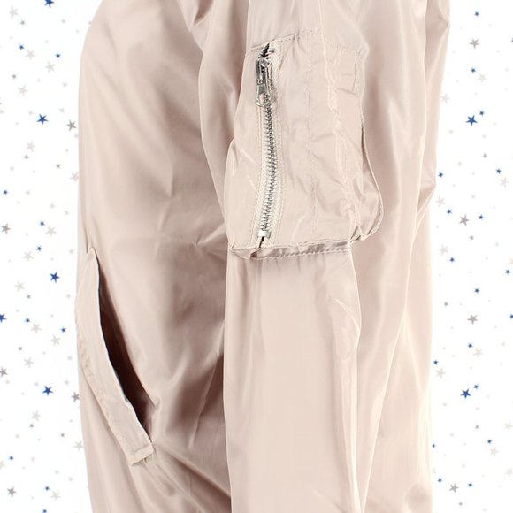 Khaki Long Zip Up Bomber Jacket - Picture 5 of 8